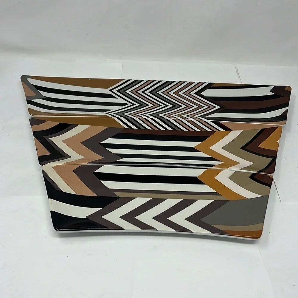 Missoni 3 Piece Puzzle Piece Chevron Abstract Stacking Appetizer Plate Set